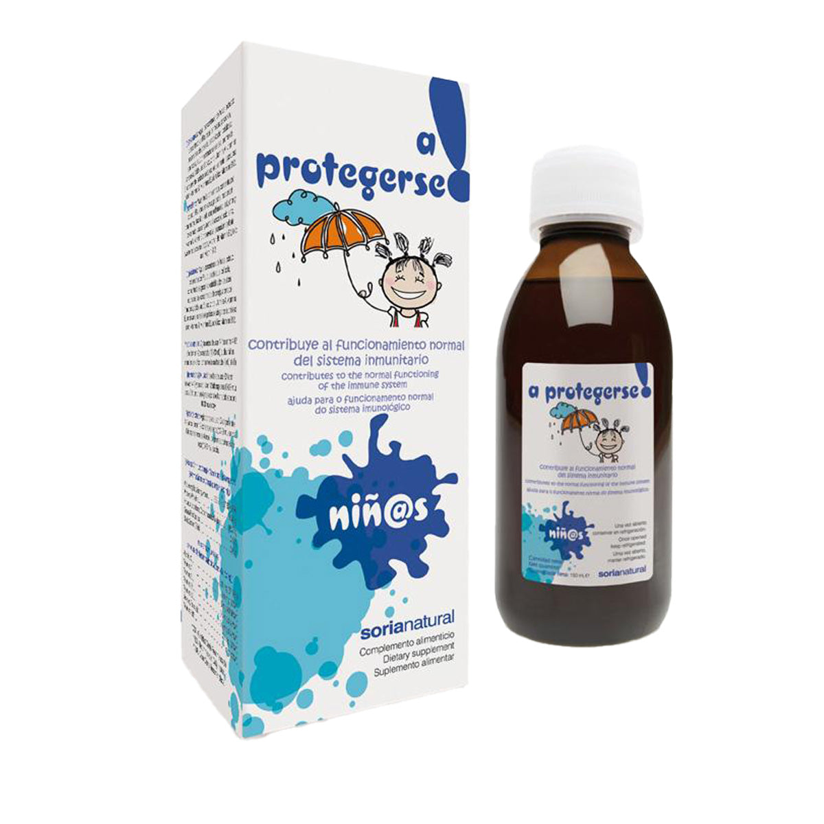 Embalagem de 3 xaropes infantis Soria Natural "Proteja-se", 150 ml