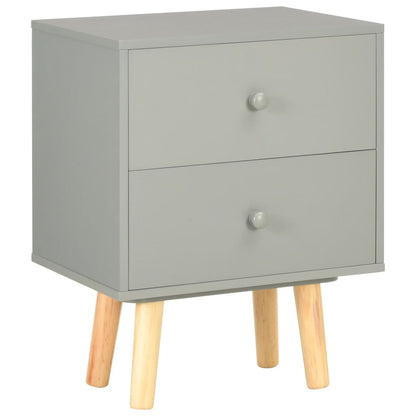Mesitas De Noche 2 Unidades Madera Maciza Pino Gris 40x30x50 Cm_1