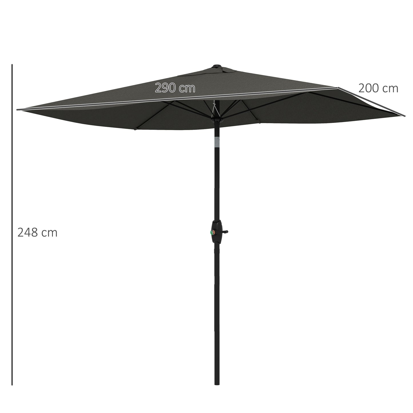 Outsunny Sombrilla De Jardín 205x290x248 Cm Ángulo Ajustable Gris Oscuro_2