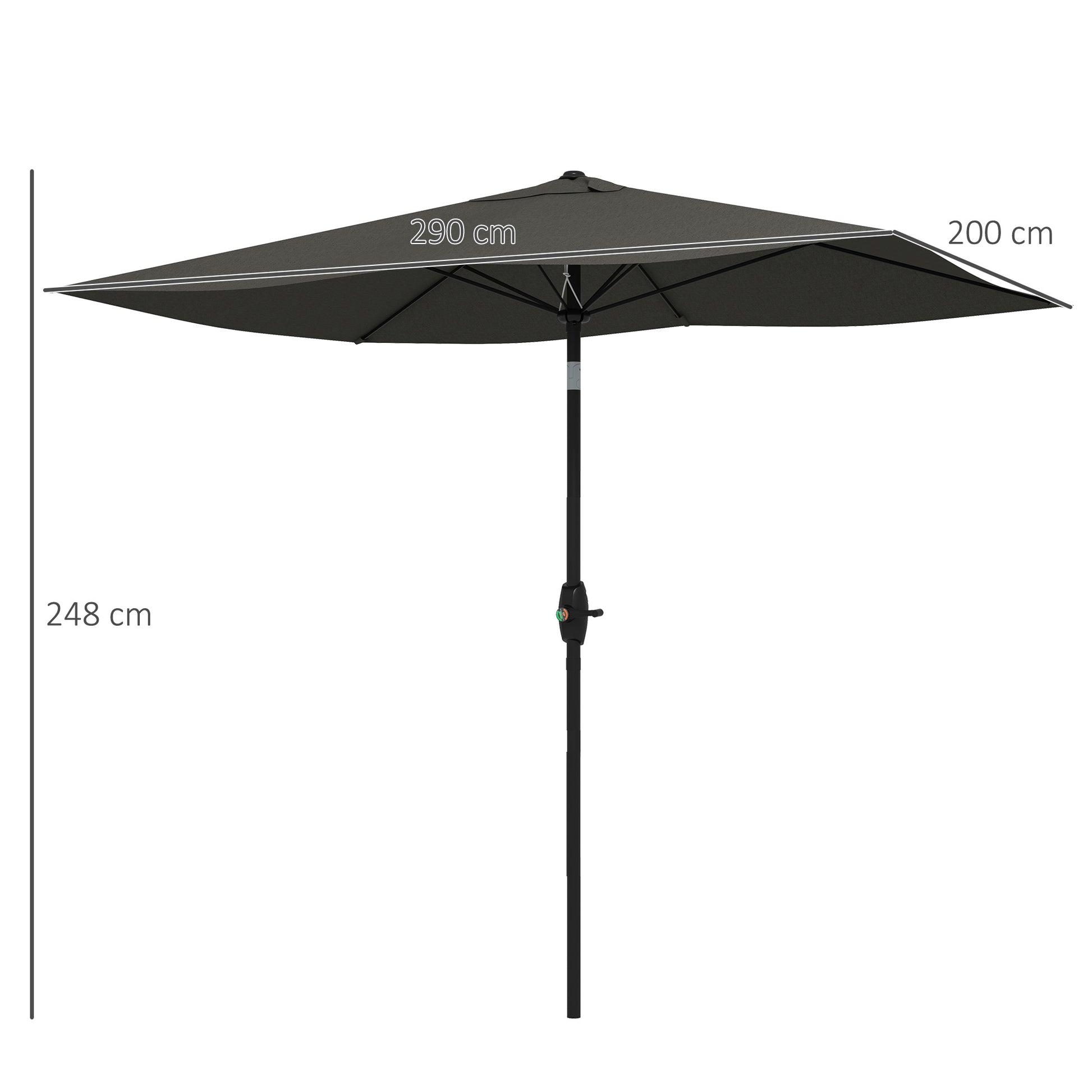 Outsunny Sombrilla De Jardín 205x290x248 Cm Ángulo Ajustable Gris Oscuro_2
