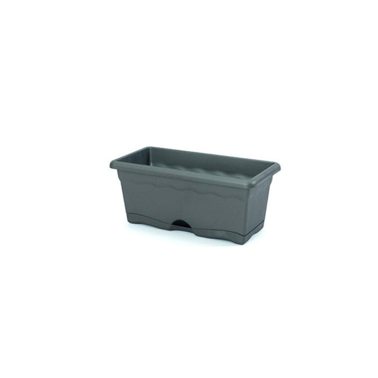Floreira com pires integrado, terracota cor antracite, 30 x 20 x 16 cm