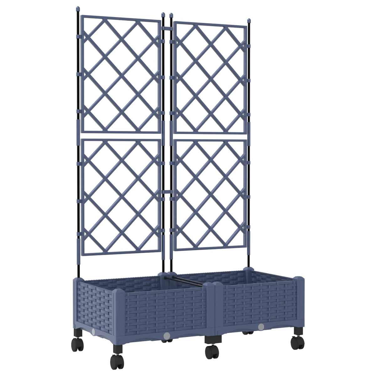 Jardinera Con Enrejado Y Ruedas 2 Uds. Gris 80 X 40 X 131,5 Cm_0