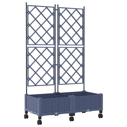 Jardinera Con Enrejado Y Ruedas 2 Uds. Gris 80 X 40 X 131,5 Cm_0