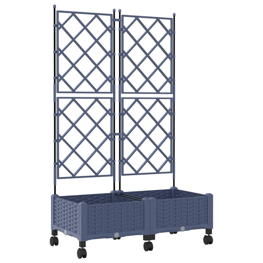 Jardinera Con Enrejado Y Ruedas 2 Uds. Gris 80 X 40 X 131,5 Cm_0