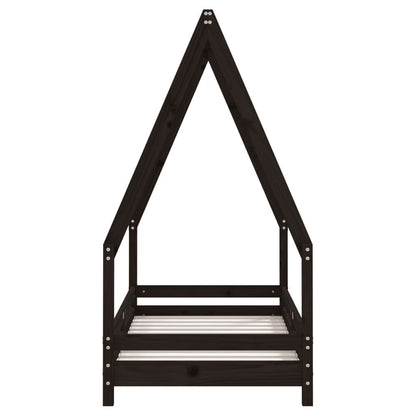 Vidaxl Estructura De Cama Para Niños Madera De Pino Negro 70x140 Cm_3