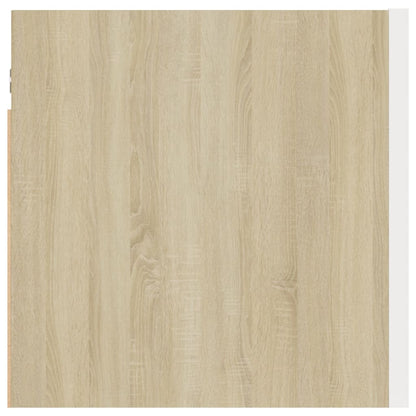 Mesita De Noche De Madera Ingeniería Blanco Y Roble Sonoma_4