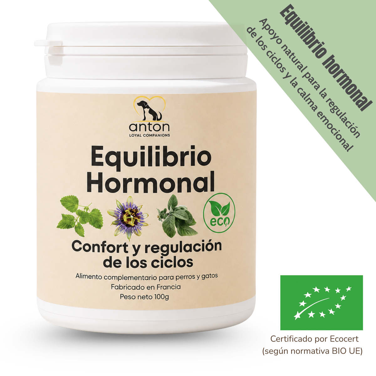 Equilibrio hormonal ECO para perras y gatas – Calma durante el celo – 100 g_1