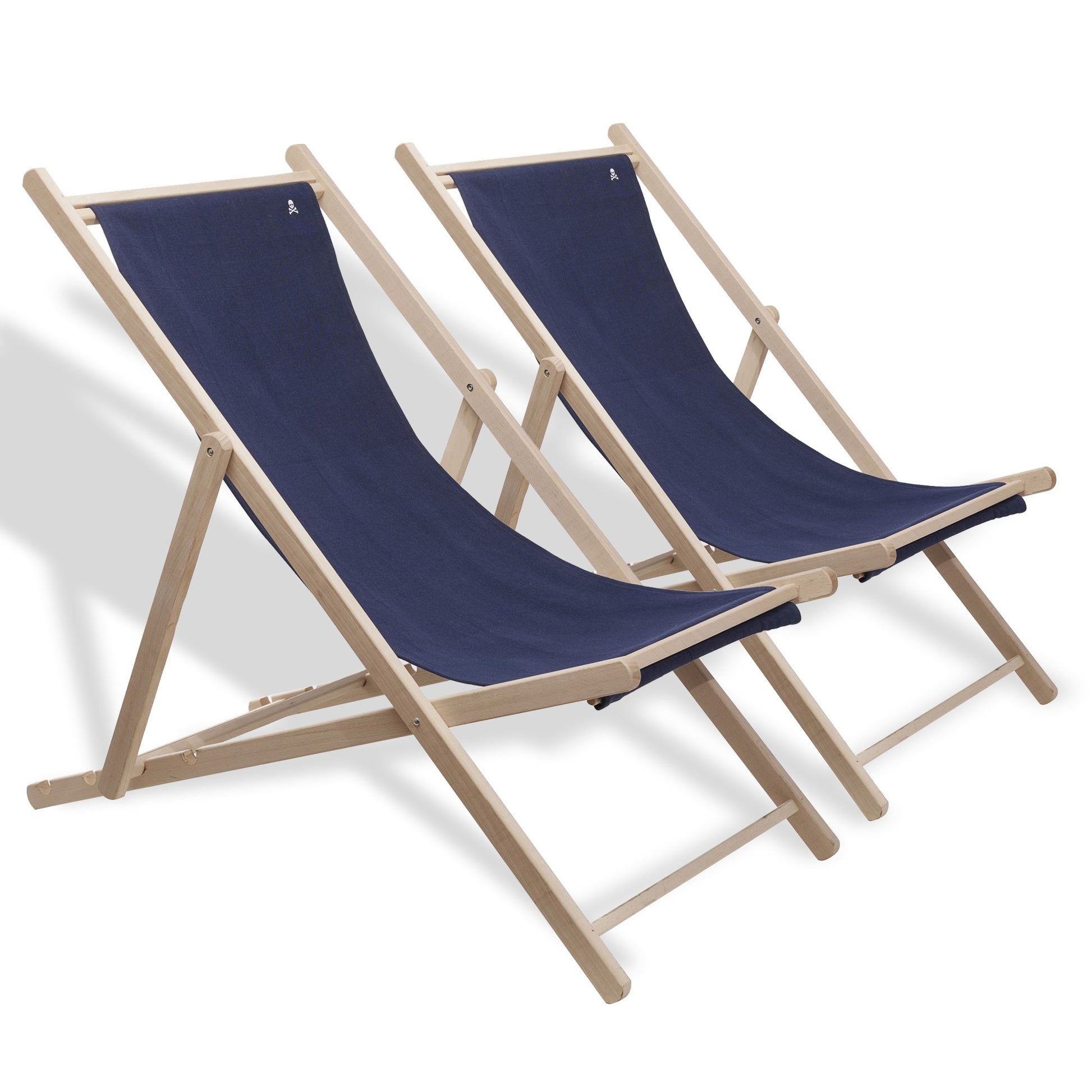 Set De 2 Hamacas Plegables De Madera De Haya, Azul Oscuro, Sin Brazos - Scalpers_4