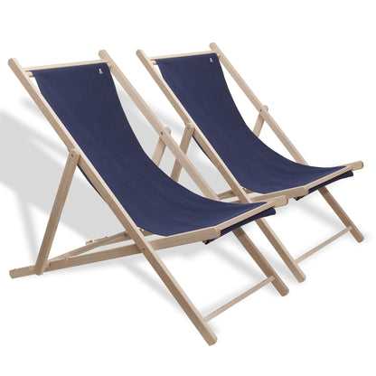 Set De 2 Hamacas Plegables De Madera De Haya, Azul Oscuro, Sin Brazos - Scalpers_4