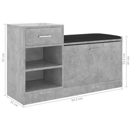 Vidaxl Banco Zapatero Madera De Ingeniería Gris Hormigón 94,5x31x57 Cm_2