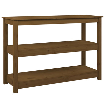 Mesa Consola De Madera Maciza De Pino Marrón Miel 110x40x74 Cm_0