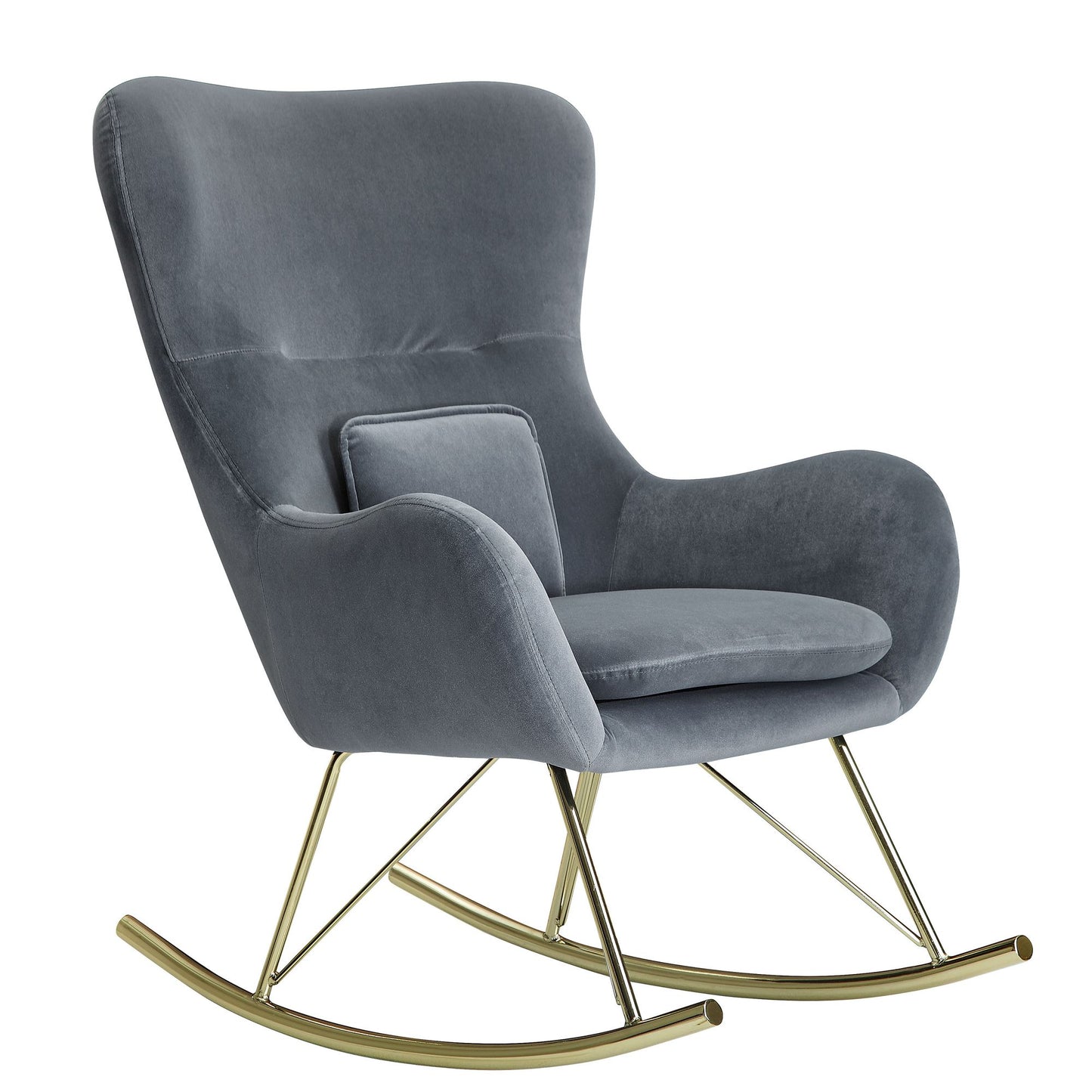 Mecedora De Terciopelo / Metal Gris Oscuro 74x101x89 Cm_1