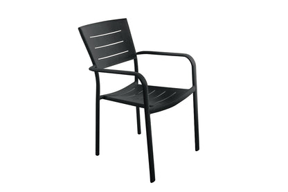 Lote De 4 Sillas De Jardín Apilables Inari Aluminio Carbono Negro - Muebles De Jardín - 56x58xh85cm_0