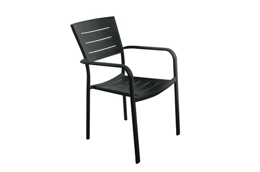 Lote De 4 Sillas De Jardín Apilables Inari Aluminio Carbono Negro - Muebles De Jardín - 56x58xh85cm_0