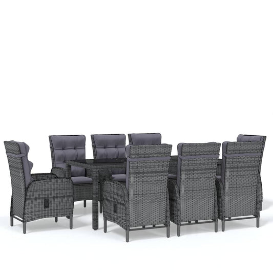 Vidaxl Juego De Comedor Para Jardín 9 Piezas Ratán Sintético Gris_0