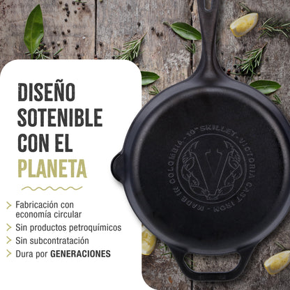 Victoria Sartén Hierro Fundido Curado Inducción 30cm, Apta Fuego, Barbacoa, Horno Cast Iron Skillet, 36706, Negro_5