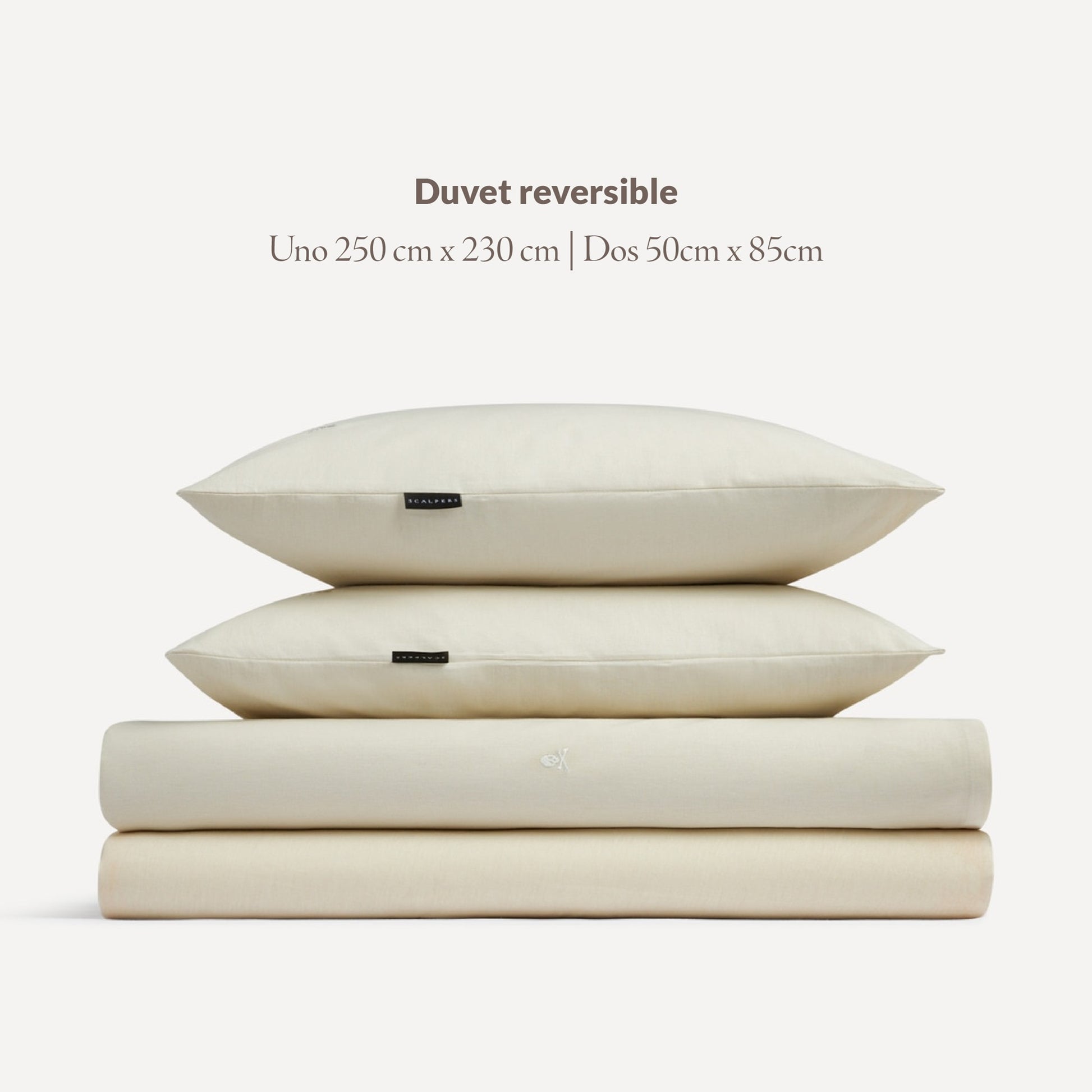 Set Cama 4pc (sábana Bajera 150x200+28cm + Sábana Encimera 230x270cm + 2 Fundas Almohada 50x85cm) 100% Algodón Beige Scalpers Home