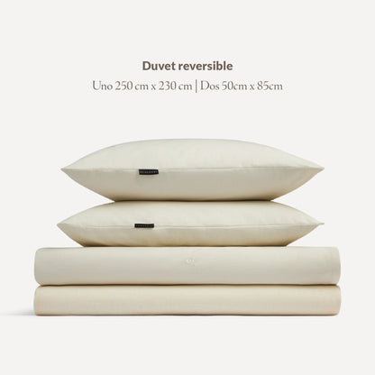 Set Cama 4pc (sábana Bajera 150x200+28cm + Sábana Encimera 230x270cm + 2 Fundas Almohada 50x85cm) 100% Algodón Beige Scalpers Home