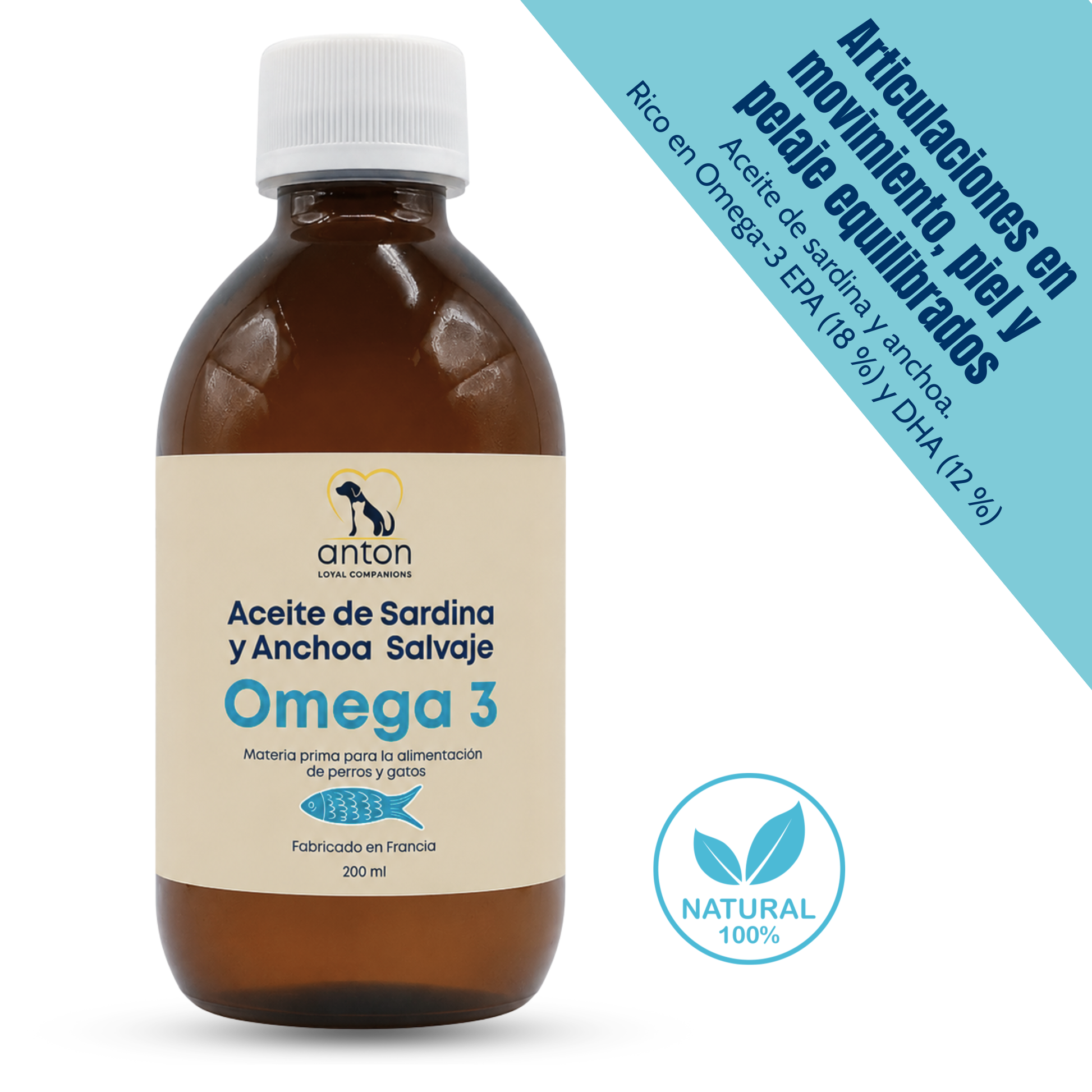 Aceite Omega 3 para perros y gatos – EPA DHA – Sardina y anchoa – 200 ml_0