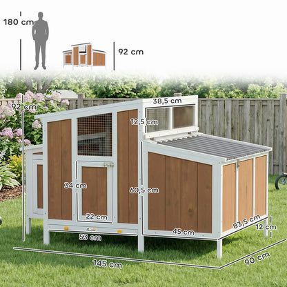 Pawhut Gallinero Para Exterior De Madera 145x90x92 Cm Para 2-4 Gallinas Marrón_2