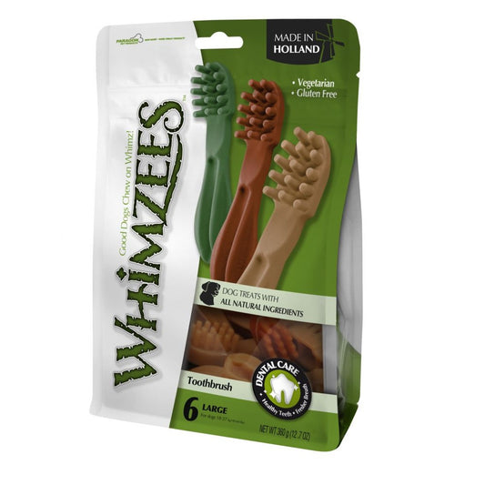 Whimzees Escova de dentes para cães com snack dentário L 6 unidades