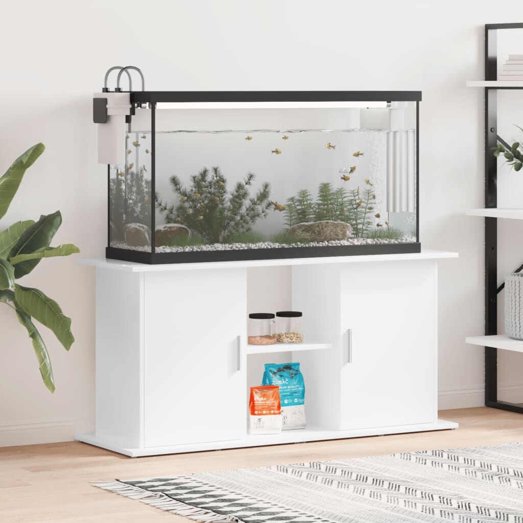Vidaxl Soporte De Acuario Madera Ingeniería Blanco Brillo 121x41x58 Cm_1