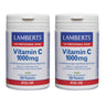 Embalagem de 2 Vitaminas C 1000 mg com bioflavonóides e rosa mosqueta, Lamberts, 120 comprimidos