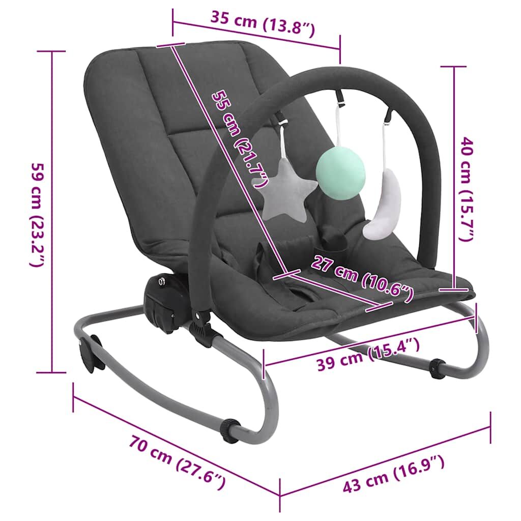 Vidaxl Hamaca Mecedora Para Bebés De Acero Gris Antracita_2