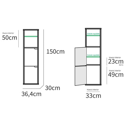Columna De Baño, Mueble Auxiliar, Armario Alto Estilo Moderno 150x36,5x30 Cm Espacio Almacenaje, Briebe, Aura, Blanco_5
