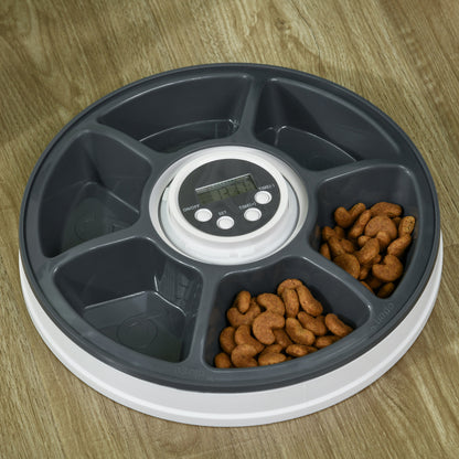 Pawhut Alimentador Automático Para Gatos Perros Temporizador Ø30,5x7,2 Cm Blanco_4
