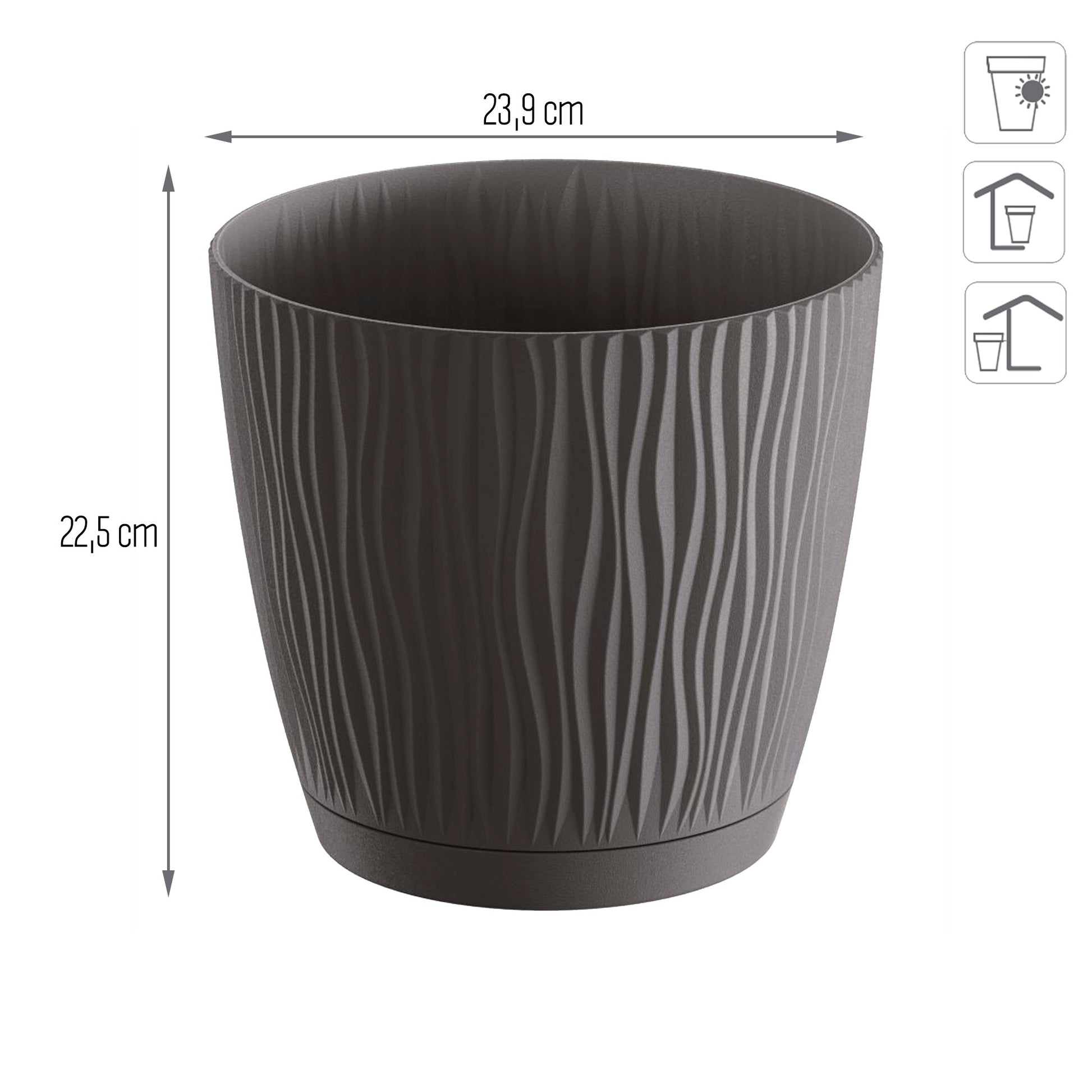 Maceta Sandy P, Dimensiones (mm) 239x239x225, Color Antracita