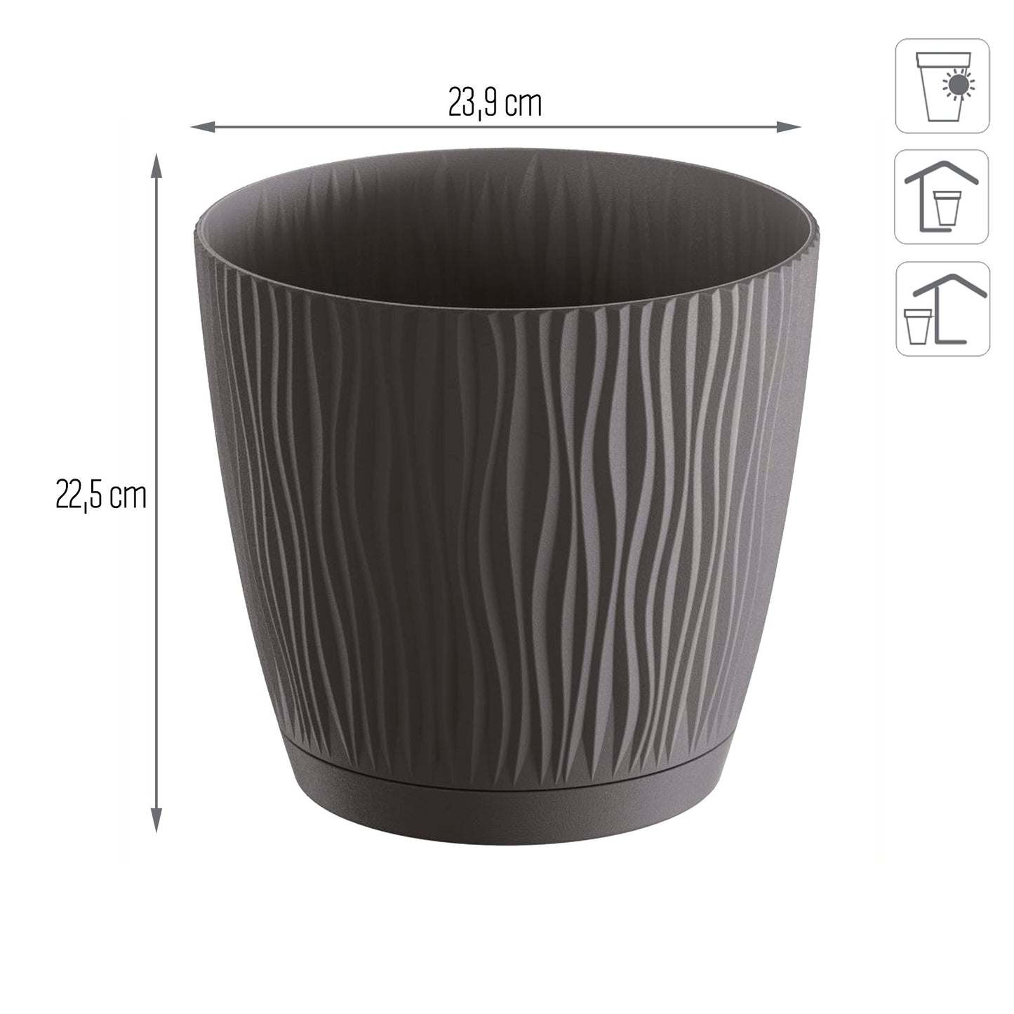 Maceta Sandy P, Dimensiones (mm) 239x239x225, Color Antracita_2