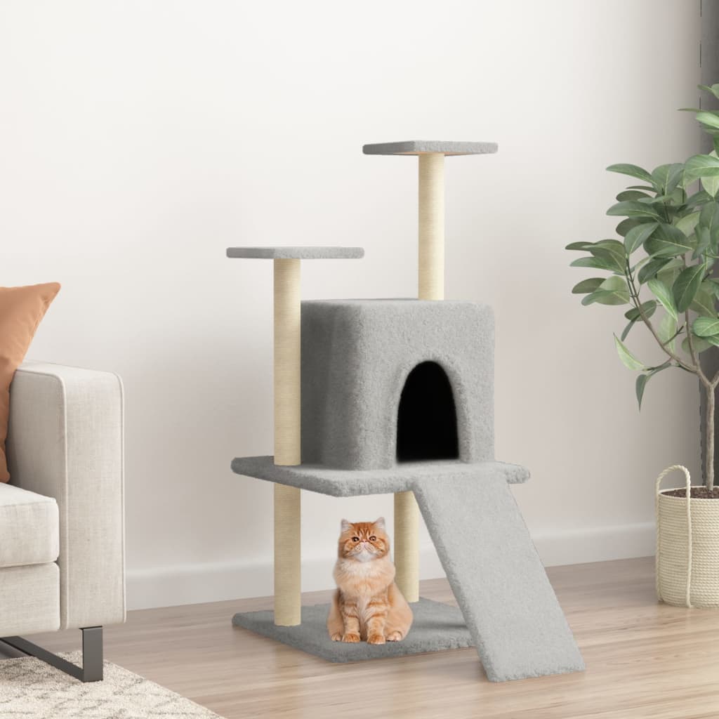 Rascador Para Gatos Con Postes De Sisal Gris Claro 110 Cm_1