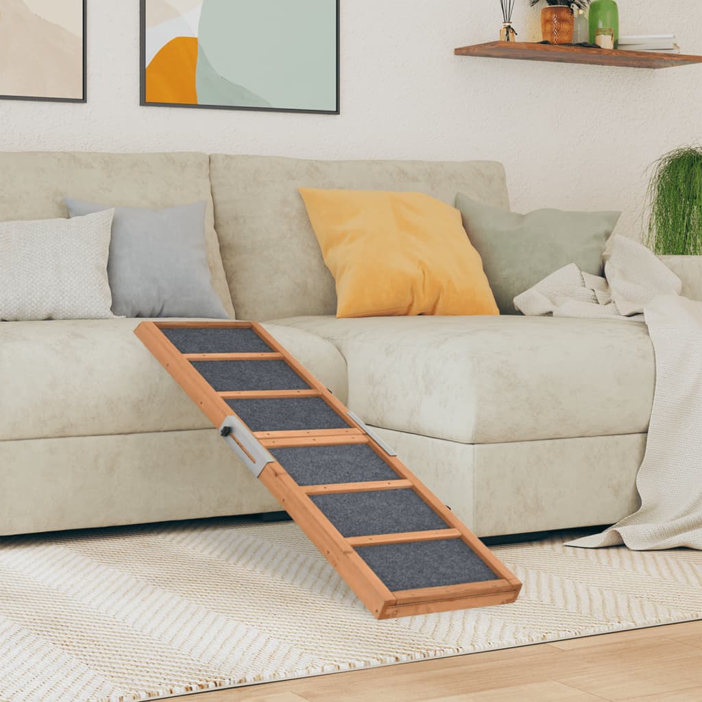 Rampa Para Perros Madera Maciza De Abeto Gris 120x30 Cm_1