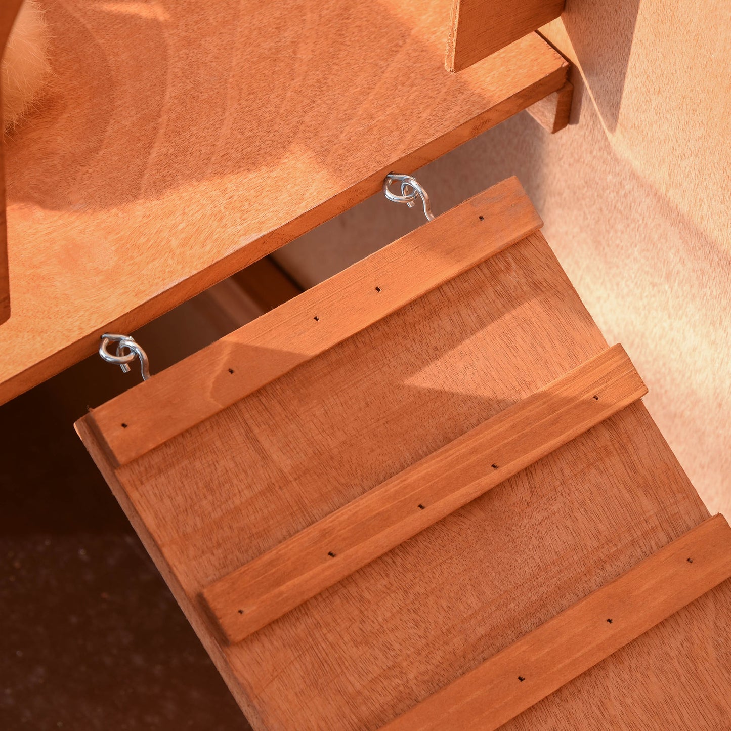 Pawhut Conejera De Exterior Madera 2 Pisos Con Bandeja Extraíble 102x56x85 Cm_4
