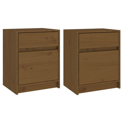 Mesitas Noche 2 Uds Madera Maciza Pino Marrón Miel 40x31x50 Cm_0