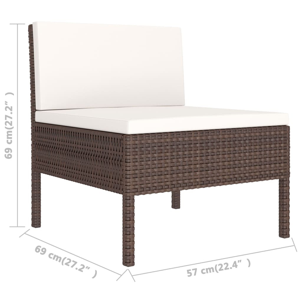 Vidaxl Set Muebles De Jardín 5 Pzas Y Cojines Ratán Sintético Marrón_4