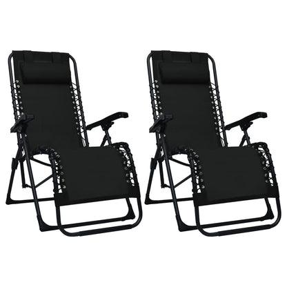 Sillas Plegables 2 Unidades Textilene Negro_0