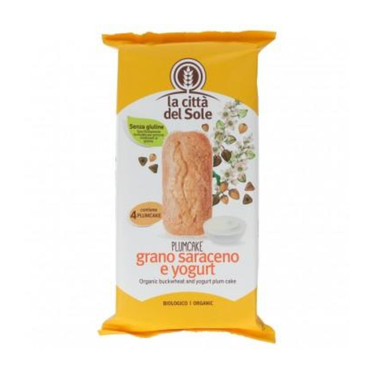 Bolo de ameixa de trigo sarraceno e iogurte, La Città del Sole, 4x45g