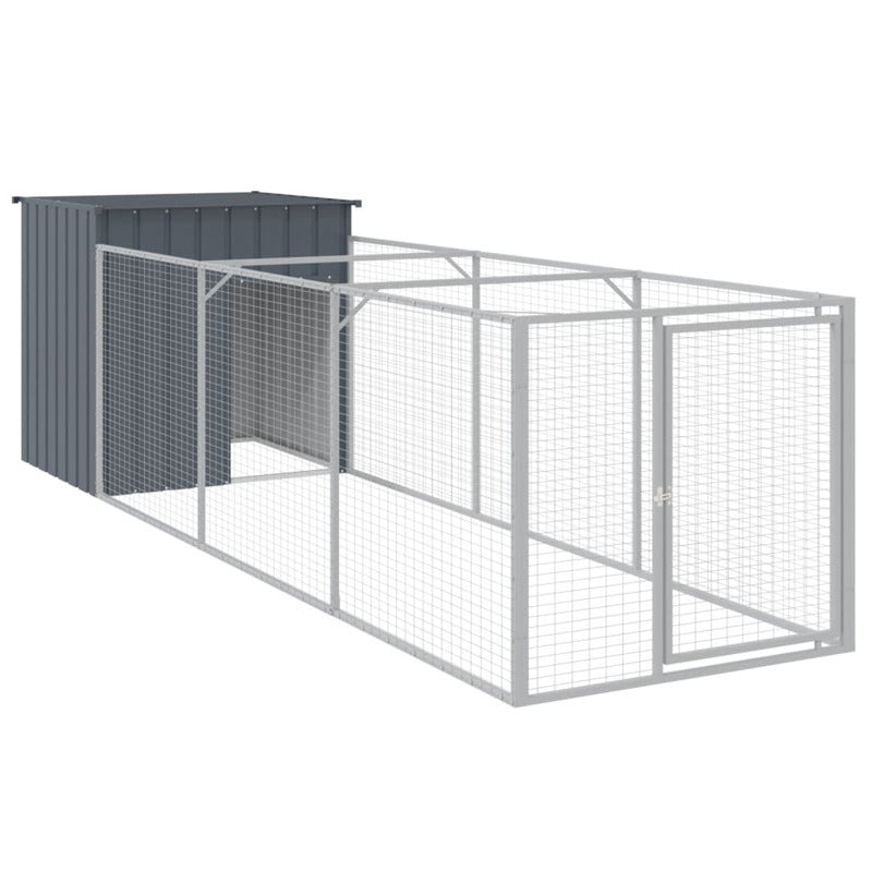 Caseta Para Perros Con Corredor Antracita 110x405x110cm Acero Galvanizado_0