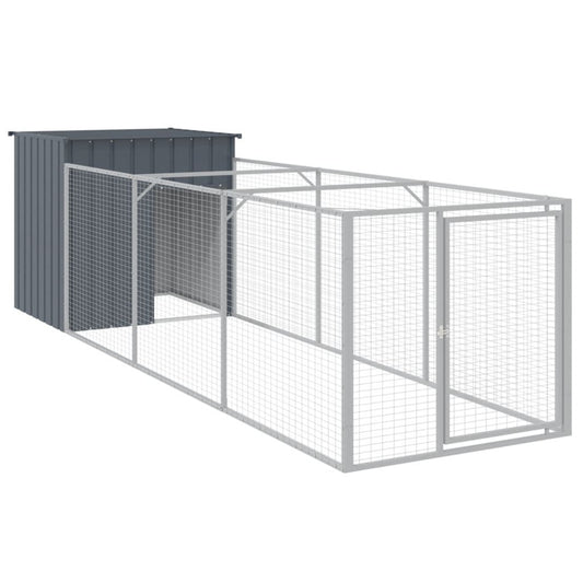 Caseta Para Perros Con Corredor Antracita 110x405x110cm Acero Galvanizado_0