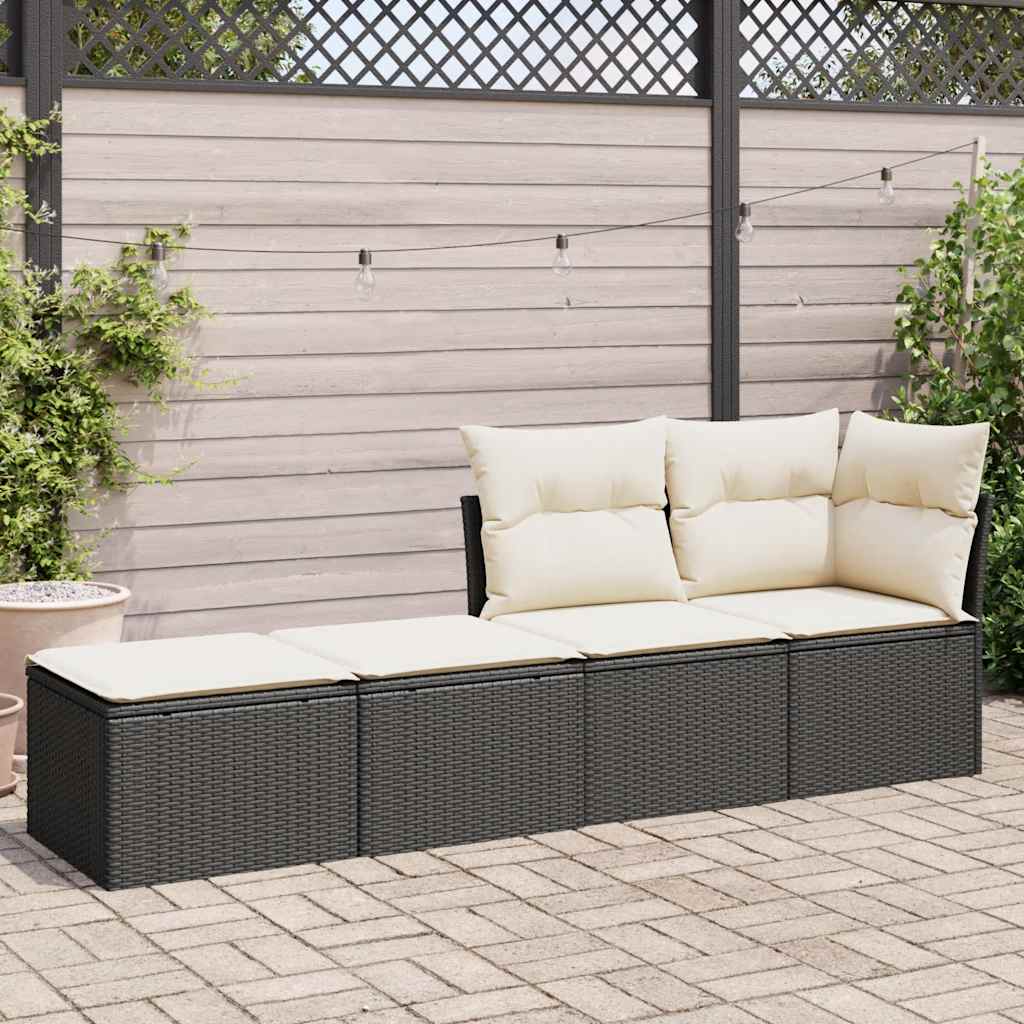 Set Sofás Jardín Y Cojines 2 Pzas Ratán Sintético Acacia Negro / Vetonek_4