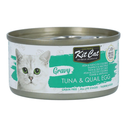 Kit Cat Canned Gravy - Atum e Ovo de Codorniz 70 g Ração húmida para gatos com molho