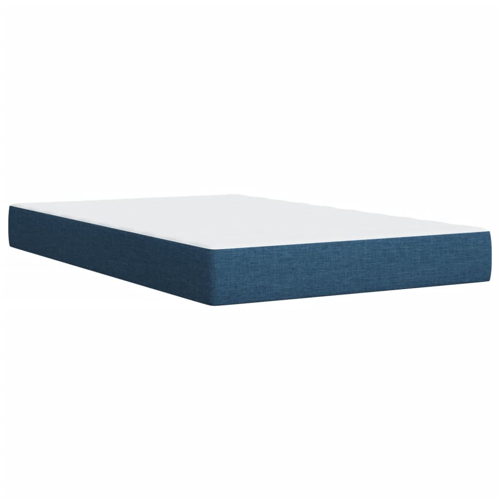 Cama Box Spring Con Colchón Tela Azul 120x200 Cm / Vetonek_2