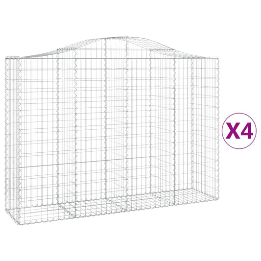 Cestas Gaviones 4 Uds Forma De Arco Hierro 200x50x140/160 Cm_0