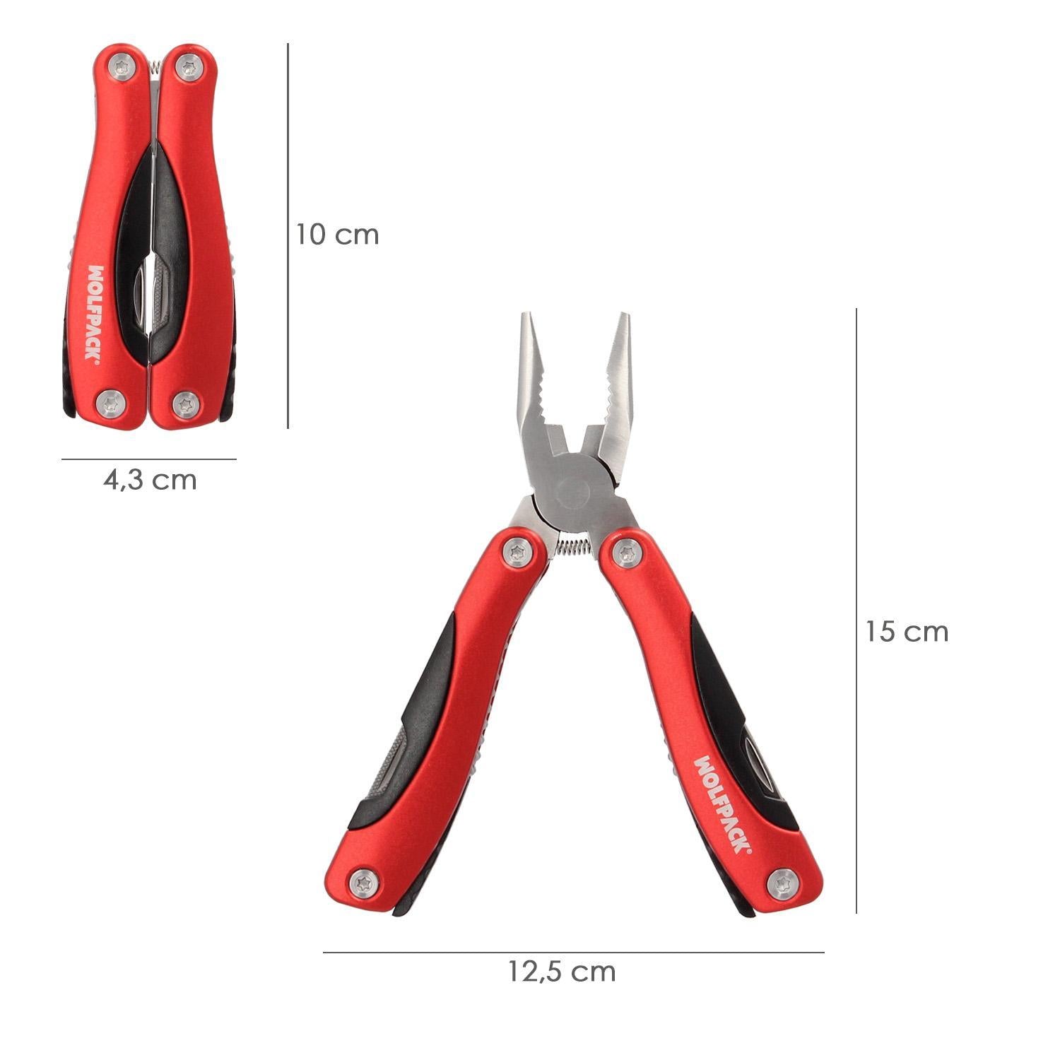 Alicates Multiusos Plegables Con Funda 12 Funciones, Multiherramienta Con Alicates, Navaja, Sierra, Destornillador, Lima, Regla