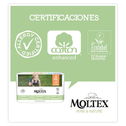 Fraldas Moltex Pure &amp; Nature T3 Pack Promocional (4-10 kg), 224 Unidades