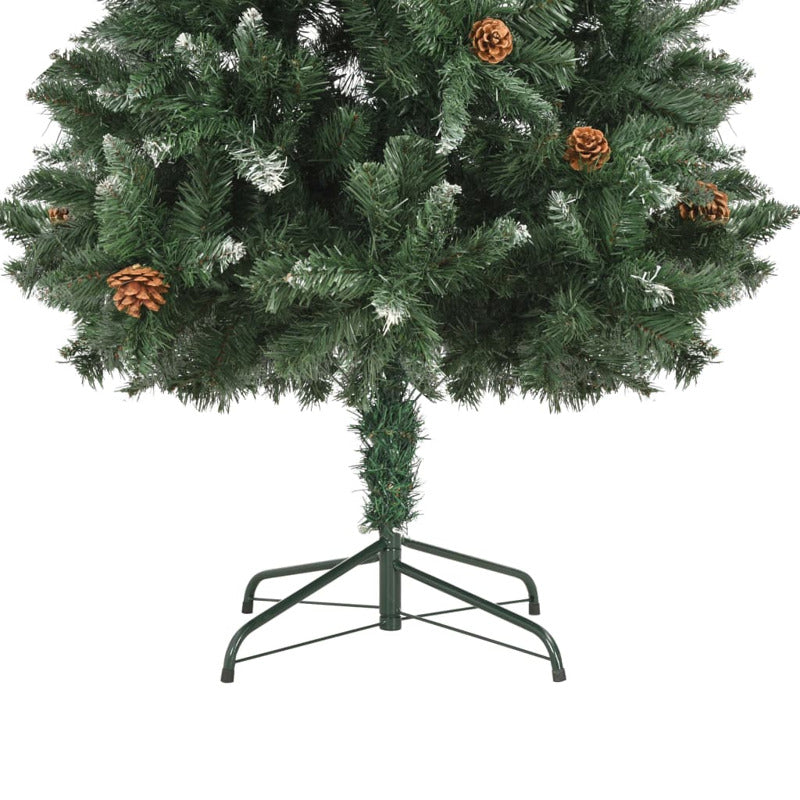 Vidaxl Árbol De Navidad Artificial Con Piñas Y Brillo Blanco 180 Cm_5