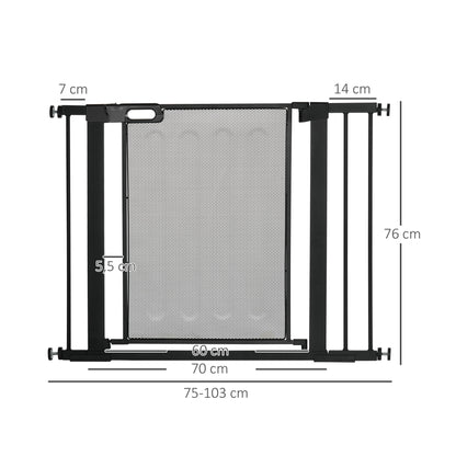 Pawhut Barrera De Seguridad Para Perros Extensible 75-103 Cm Con 2 Extensiones_2
