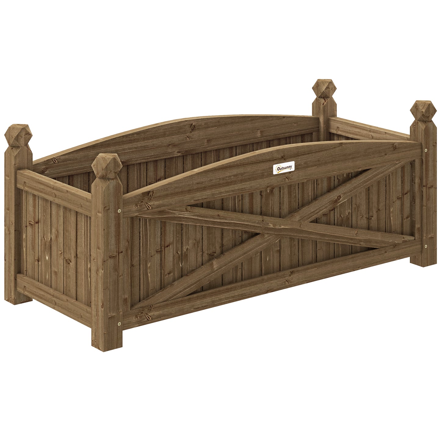 Outsunny Jardinera De Madera Elevada Para Plantas Flores Hierba 90x39x37 Cm Café_0